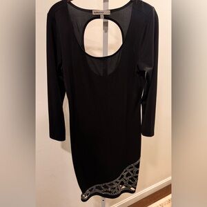 Little Black Dress with front corner cut out design and embellishments